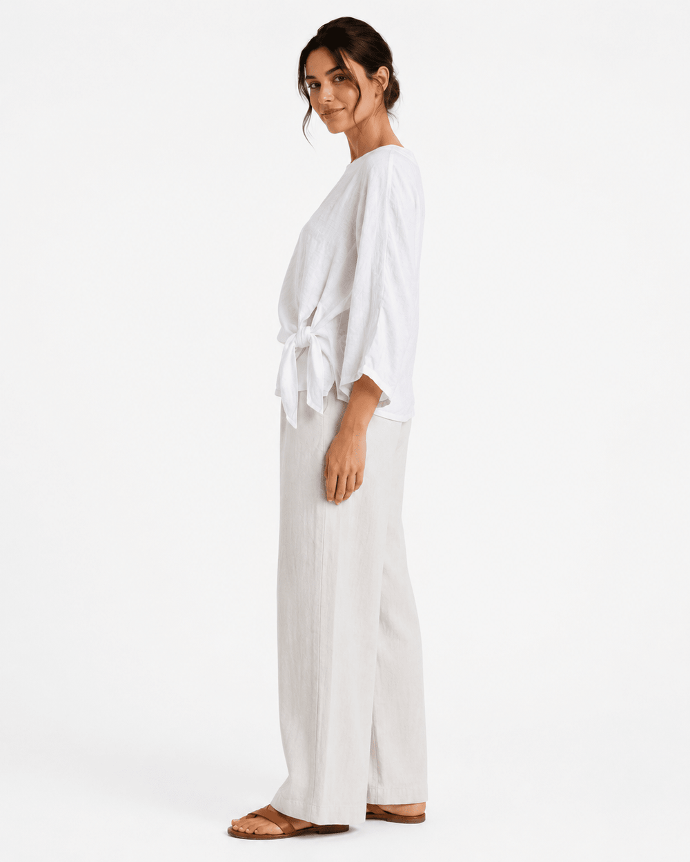 Solea Tie-front Linen Top - Must Boutique