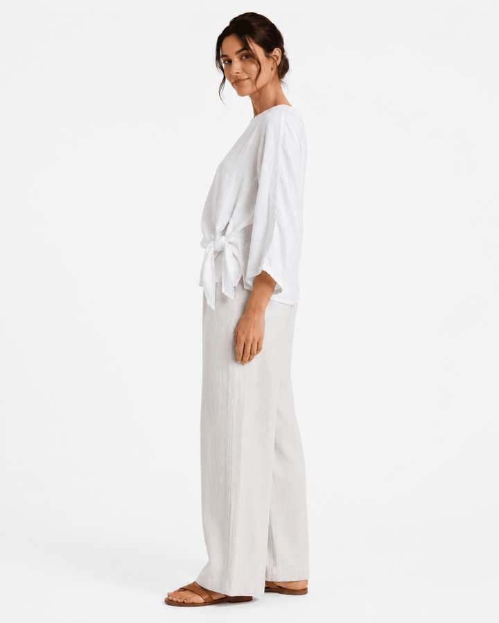 Solea Tie-front Linen Top - Must Boutique