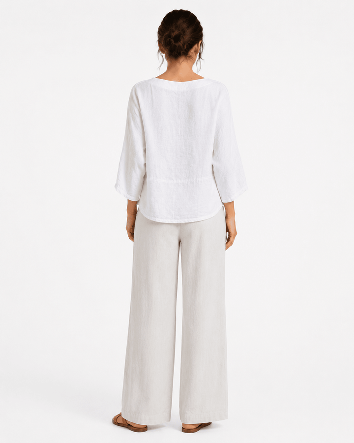 Solea Tie-front Linen Top - Must Boutique