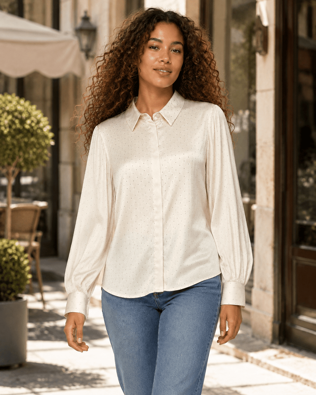 Soya Studded Balloon-Sleeve Blouse - Must Boutique