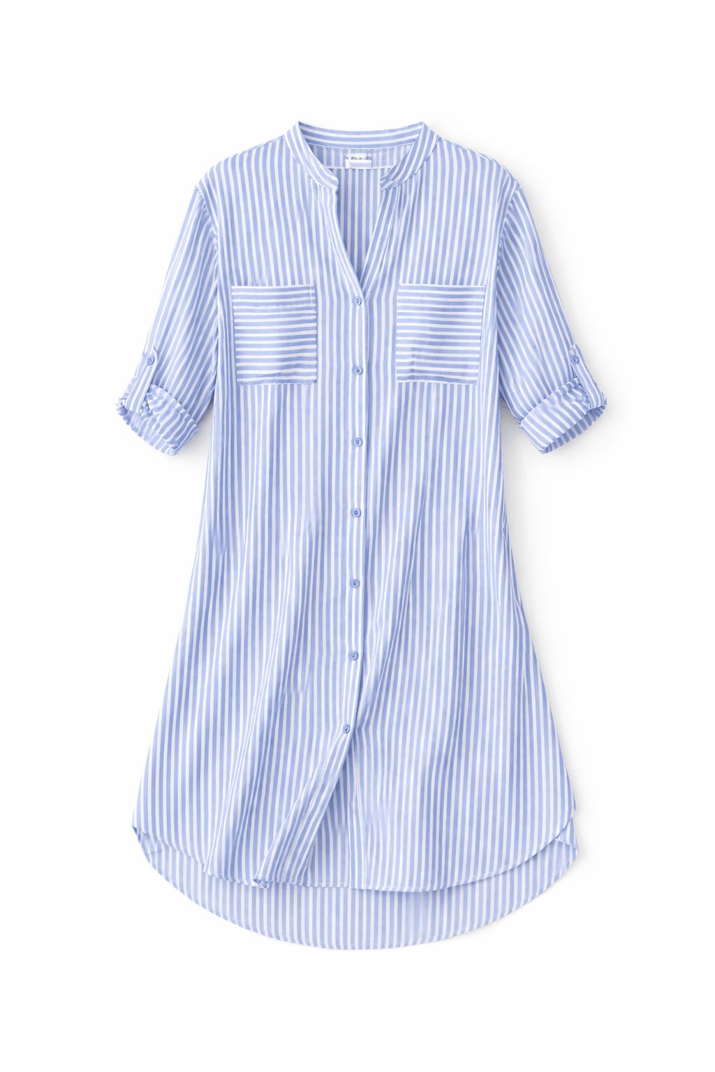 Baby Blue Striped Shirt Dress - Chic Wardrobe Essential - Must Boutique