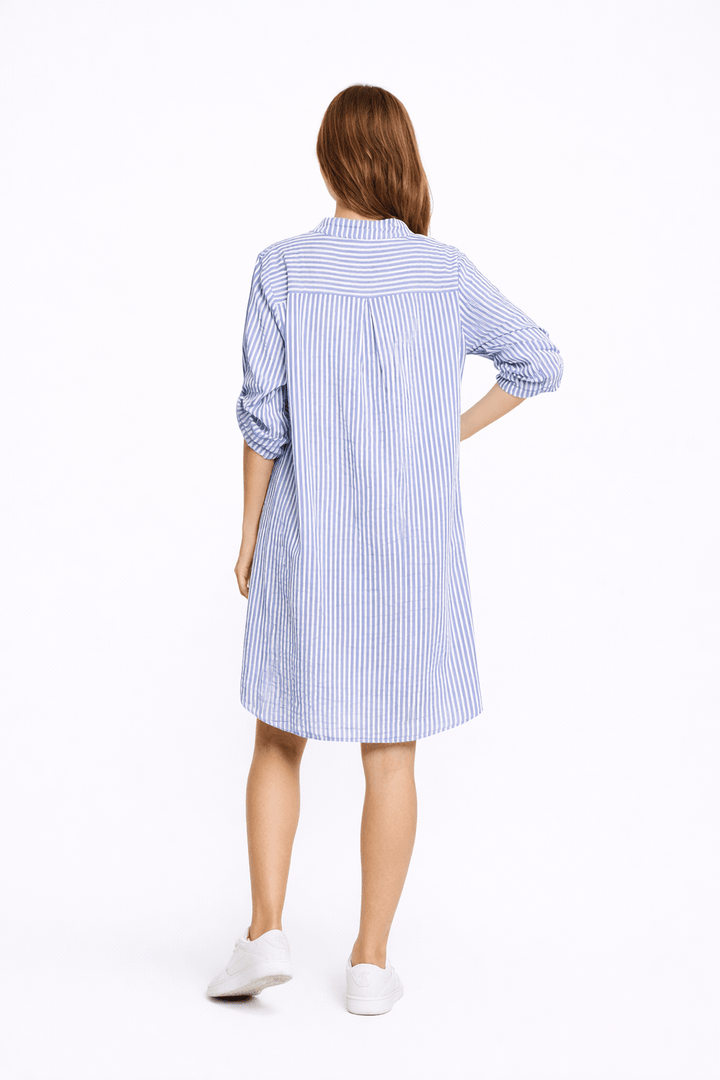 Baby Blue Striped Shirt Dress - Chic Wardrobe Essential - Must Boutique