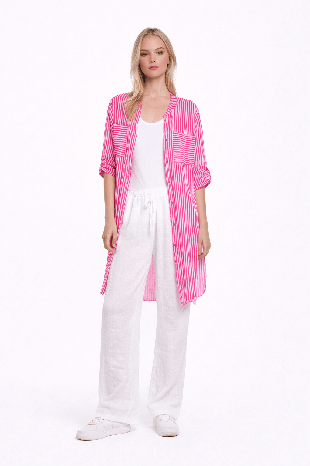 Pink Striped Shirt Dress - Chic Wardrobe Essential - Must Boutique