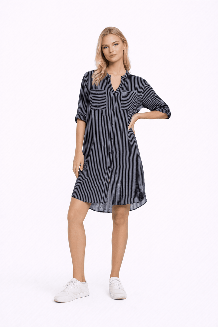 Black Striped Shirt Dress - Chic Wardrobe Essential - Must Boutique