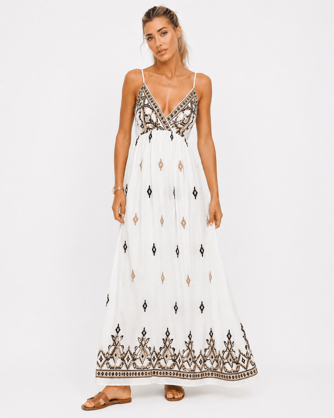 Tara Embroidered Maxi dress - Must Boutique