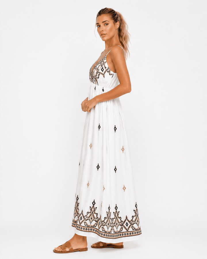 Tara Embroidered Maxi dress - Must Boutique