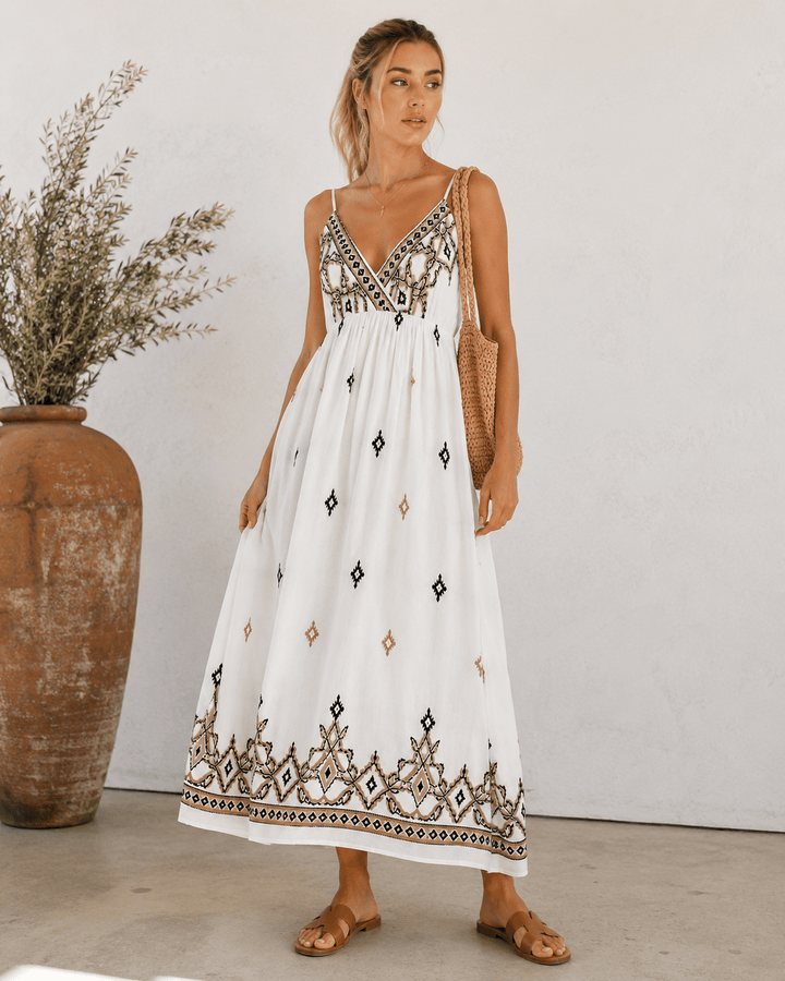 Tara Embroidered Maxi dress - Must Boutique