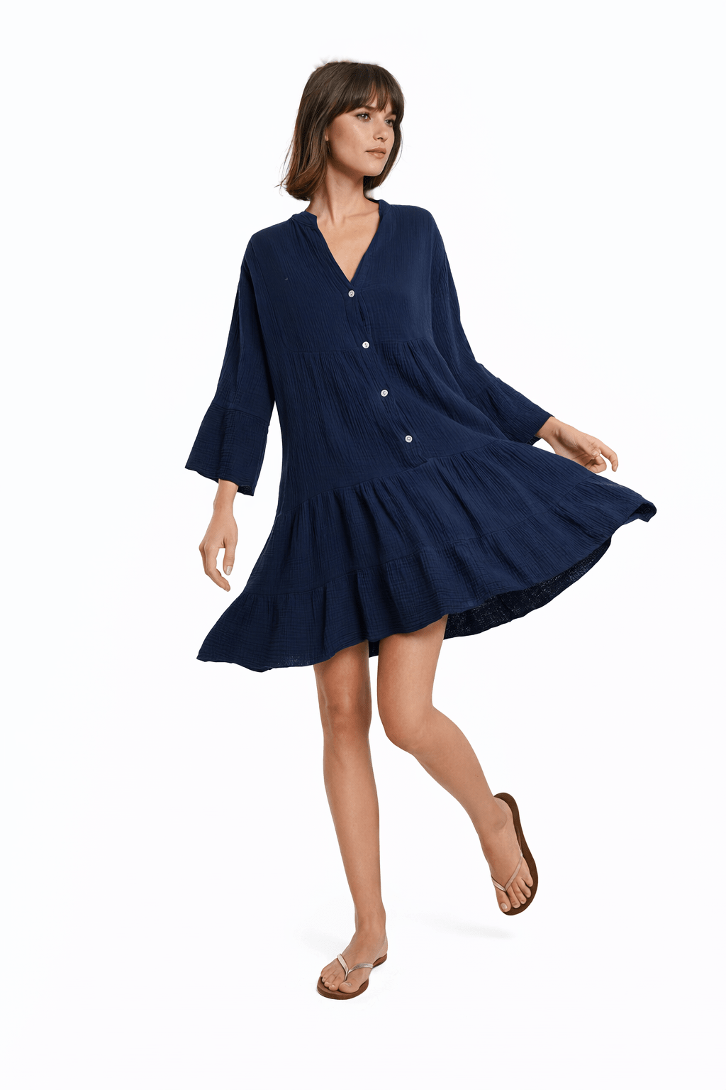 Tiered Button Dress - Must Boutique