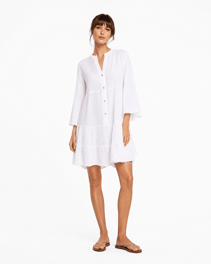 Tiered Button Dress - Must Boutique