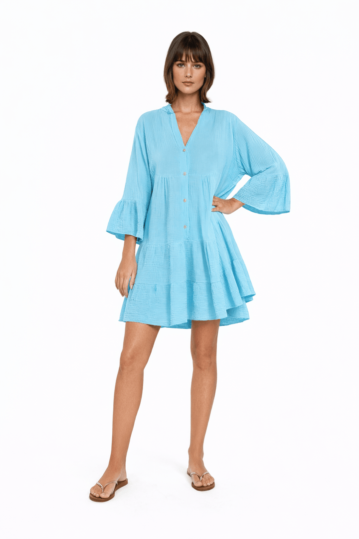 Tiered Button Dress - Must Boutique