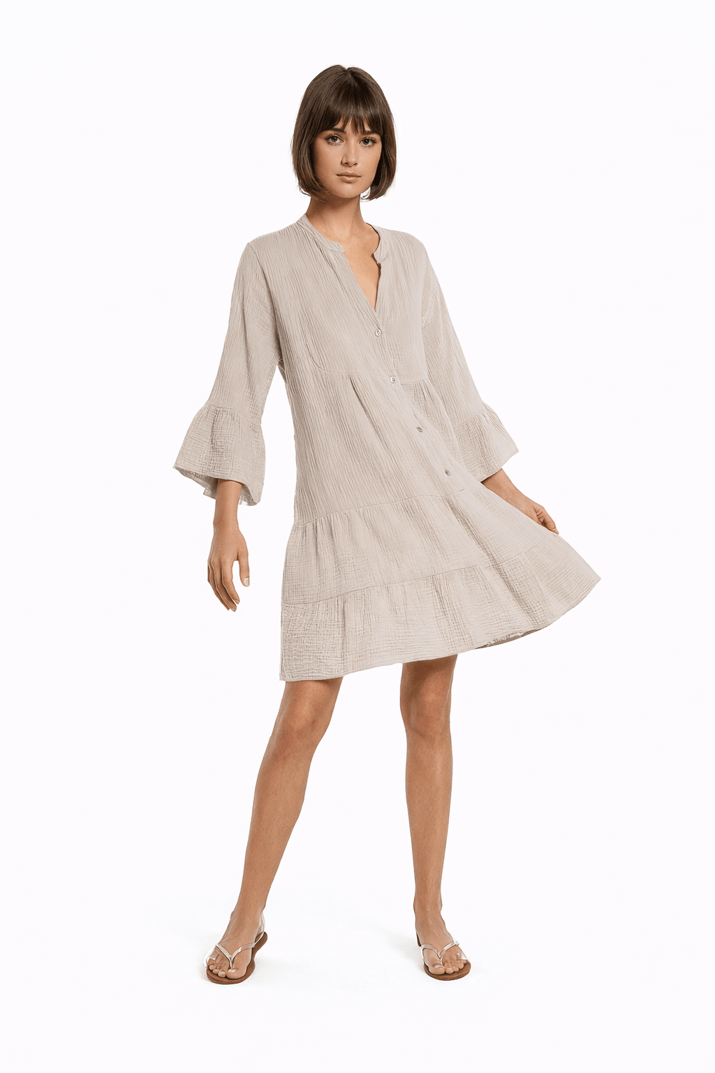Tiered Button Dress - Must Boutique