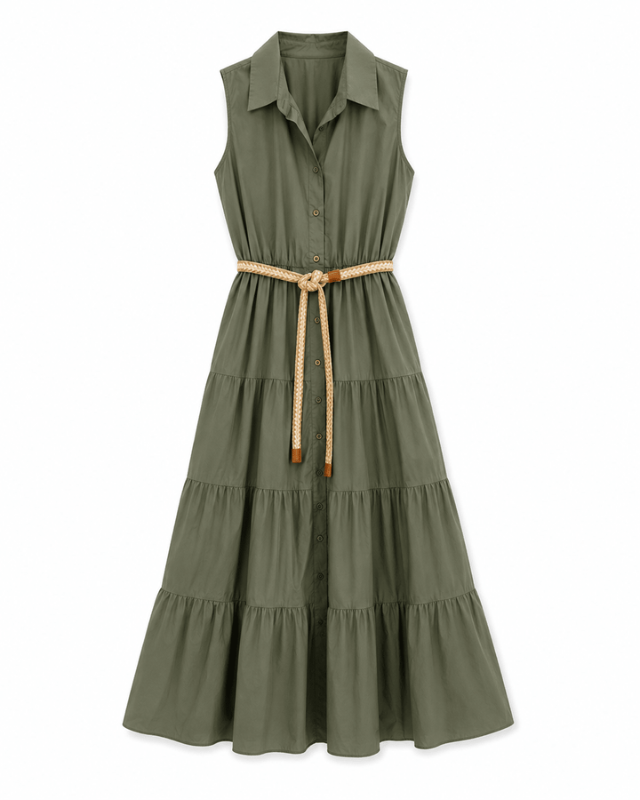 Tyla Sleeveless Maxi Dress with Rope Belt - Must Boutique