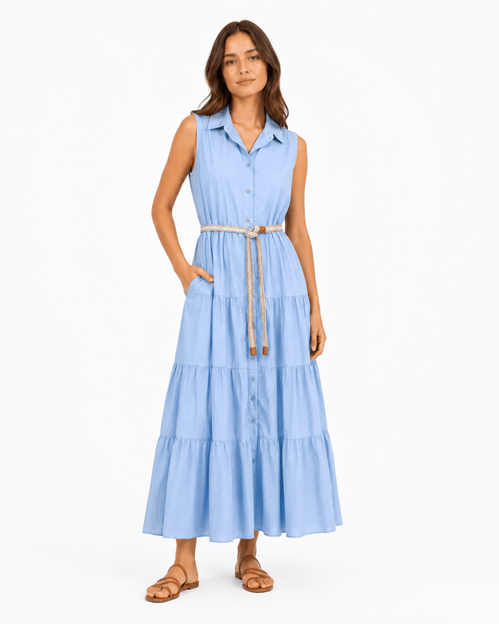 Tyla Sleeveless Maxi Dress with Rope Belt - Must Boutique