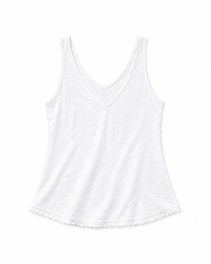 White V-Neck Linen Tank Top - Essential Summer Style - Must Boutique