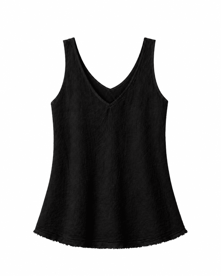 Black V-Neck Linen Tank Top - Essential Summer Style - Must Boutique