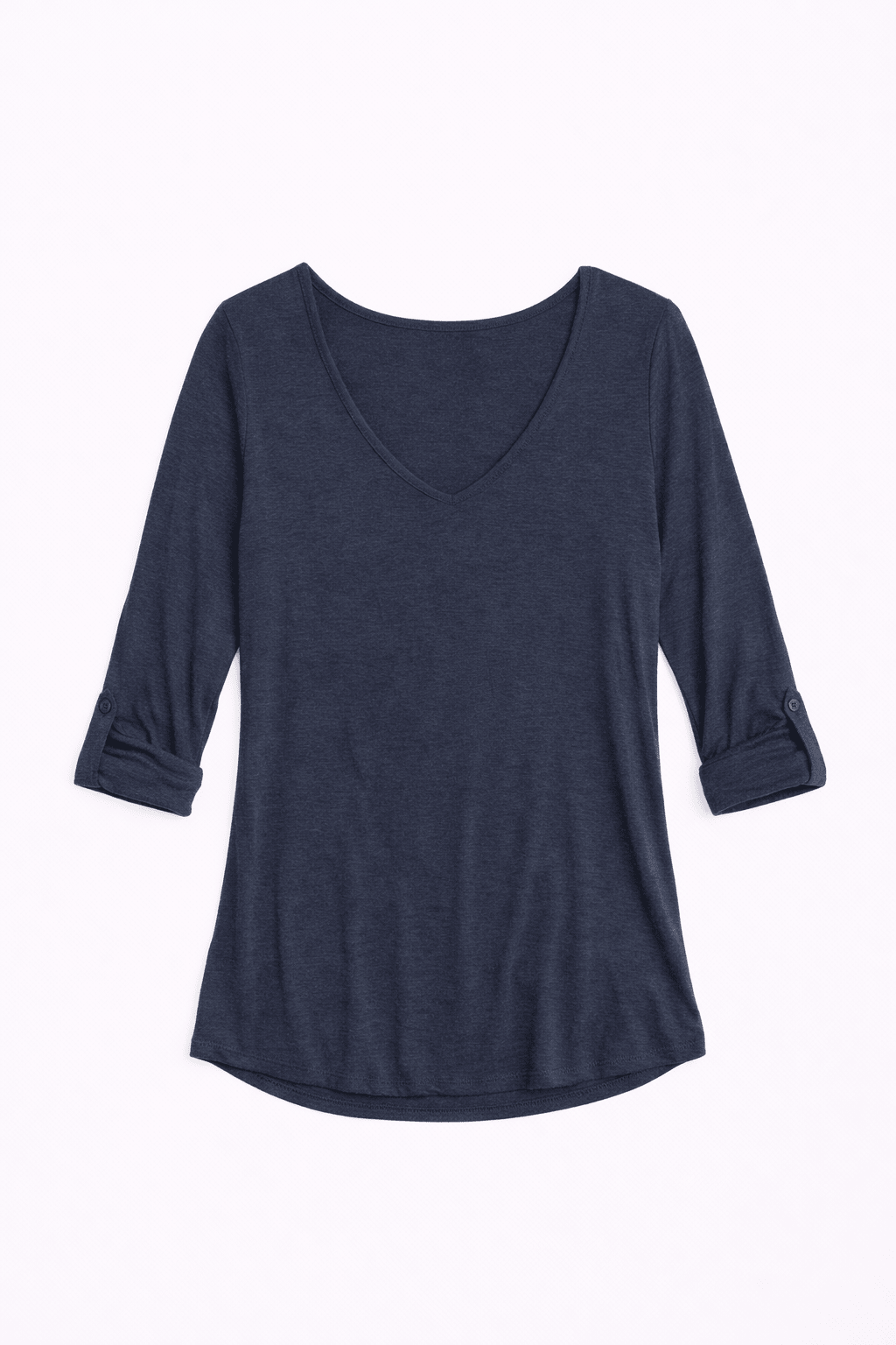 Dark Grey Stylish V-Neck Top with 3/4 Sleeves - Must Boutique