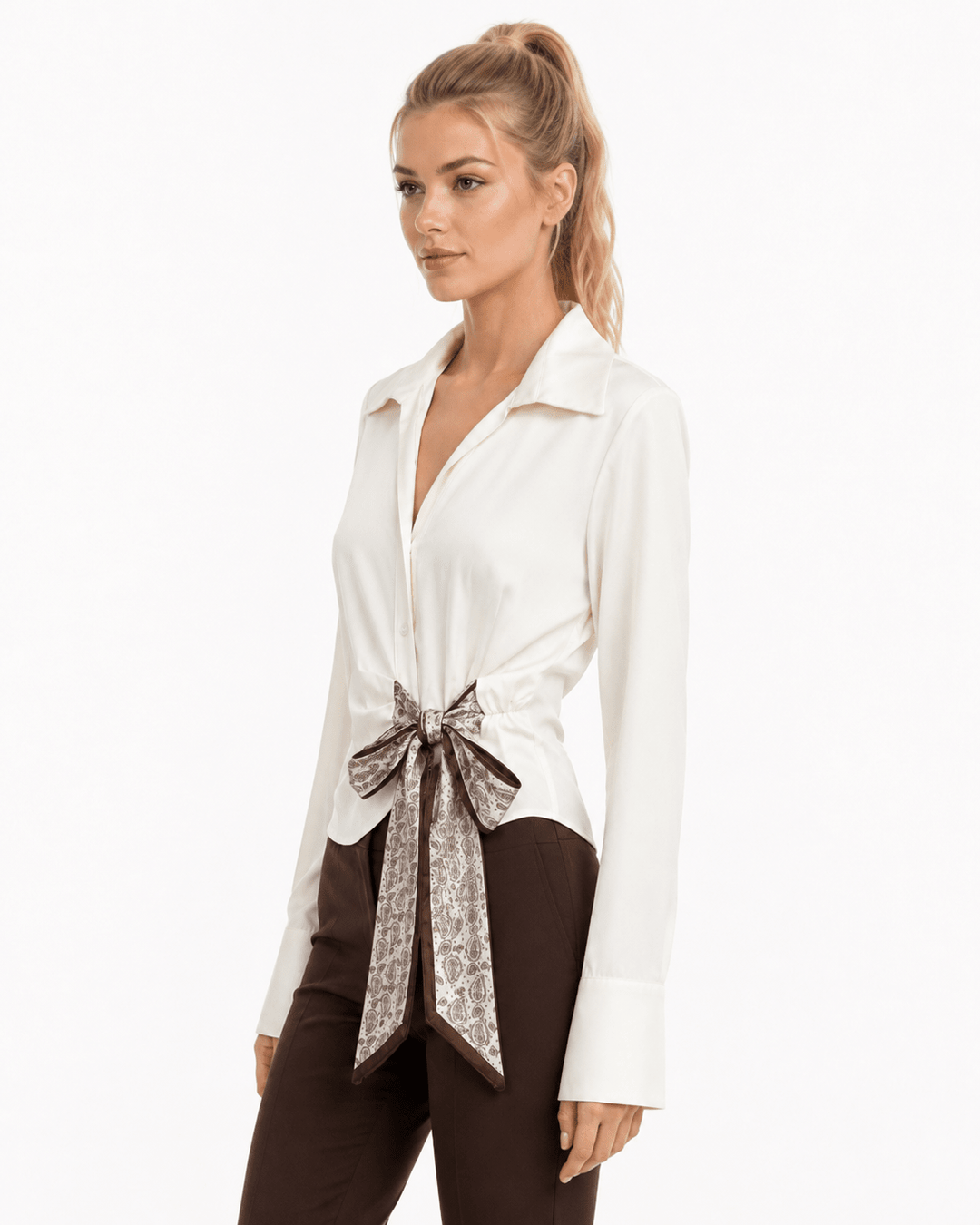 Valencia Sateen Bow Blouse - Must Boutique