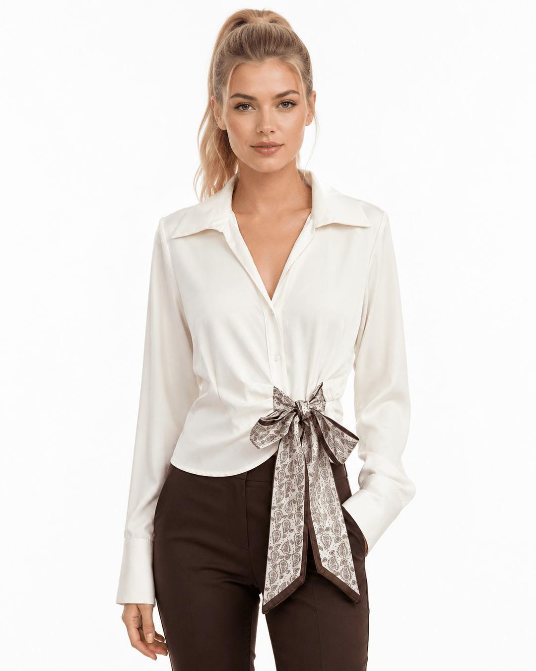 Valencia Sateen Bow Blouse - Must Boutique