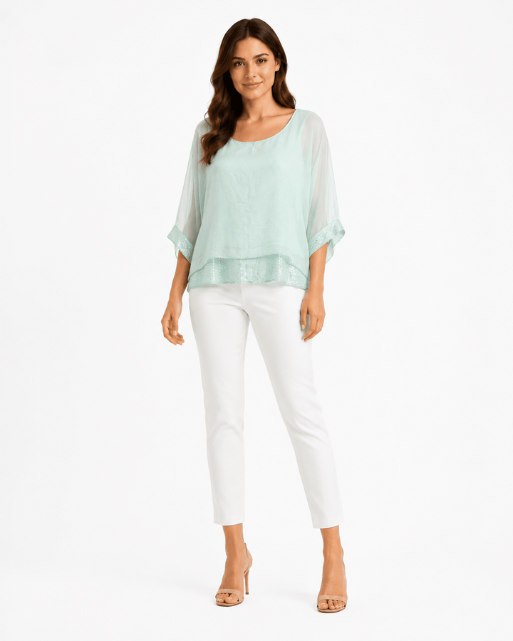 Valeria Silk Sequin Top - Must Boutique