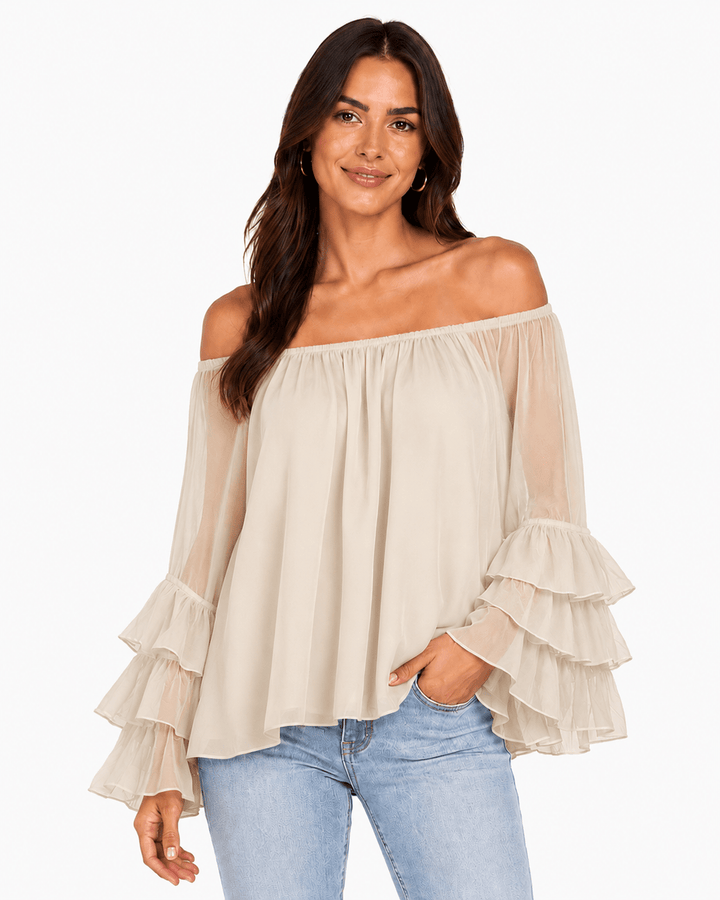 Vita Silk off-shoulder top with Ruffle sleeves - Must Boutique