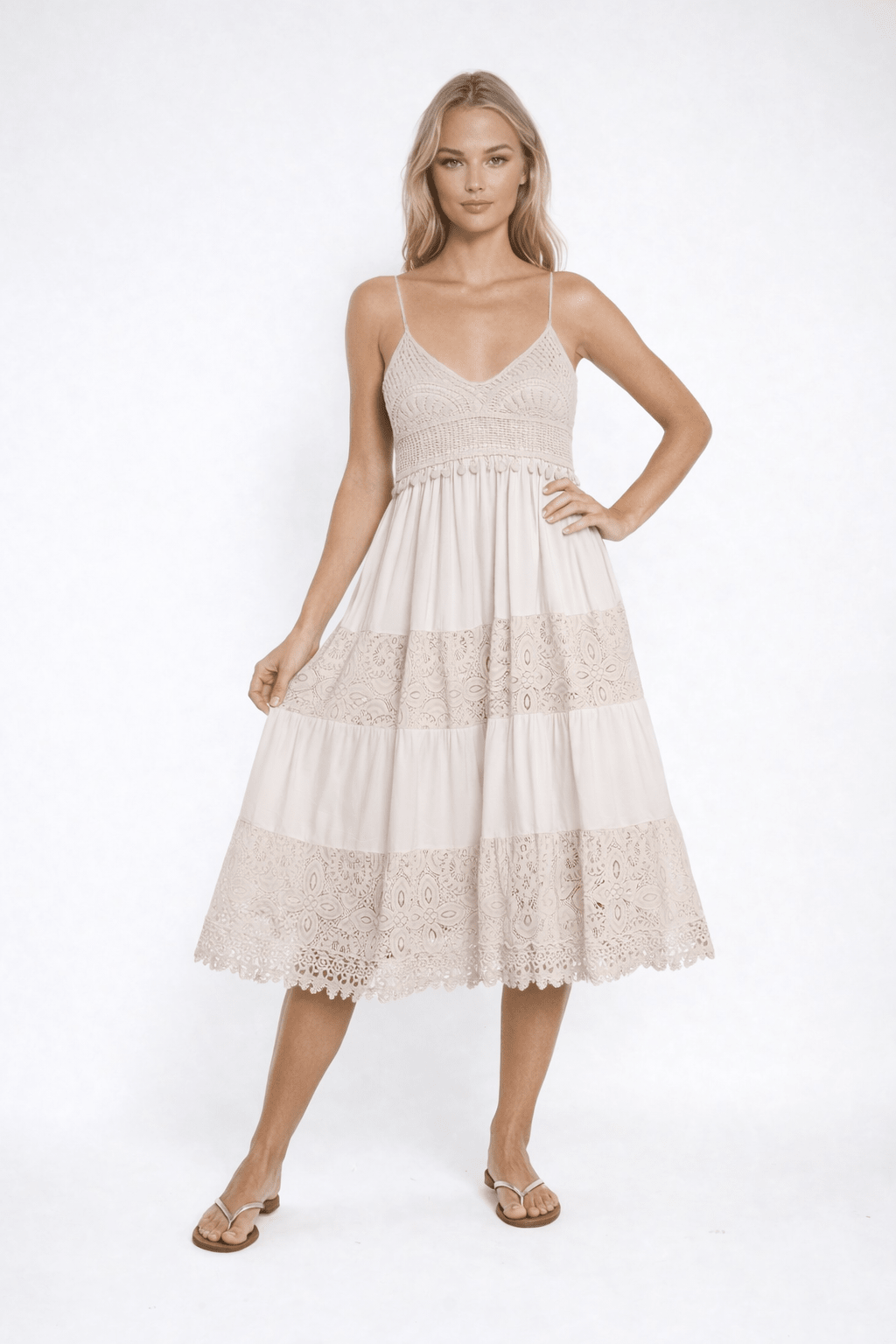 White Lace Midi Sundress - Must Boutique