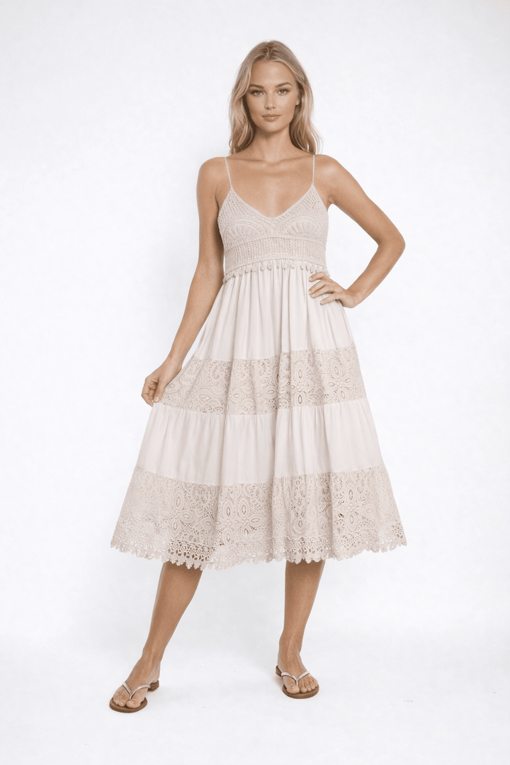 White Lace Midi Sundress - Must Boutique