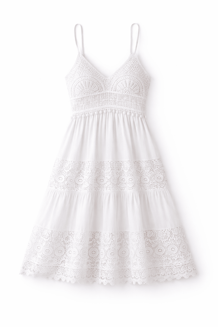 White Lace Midi Sundress - Must Boutique