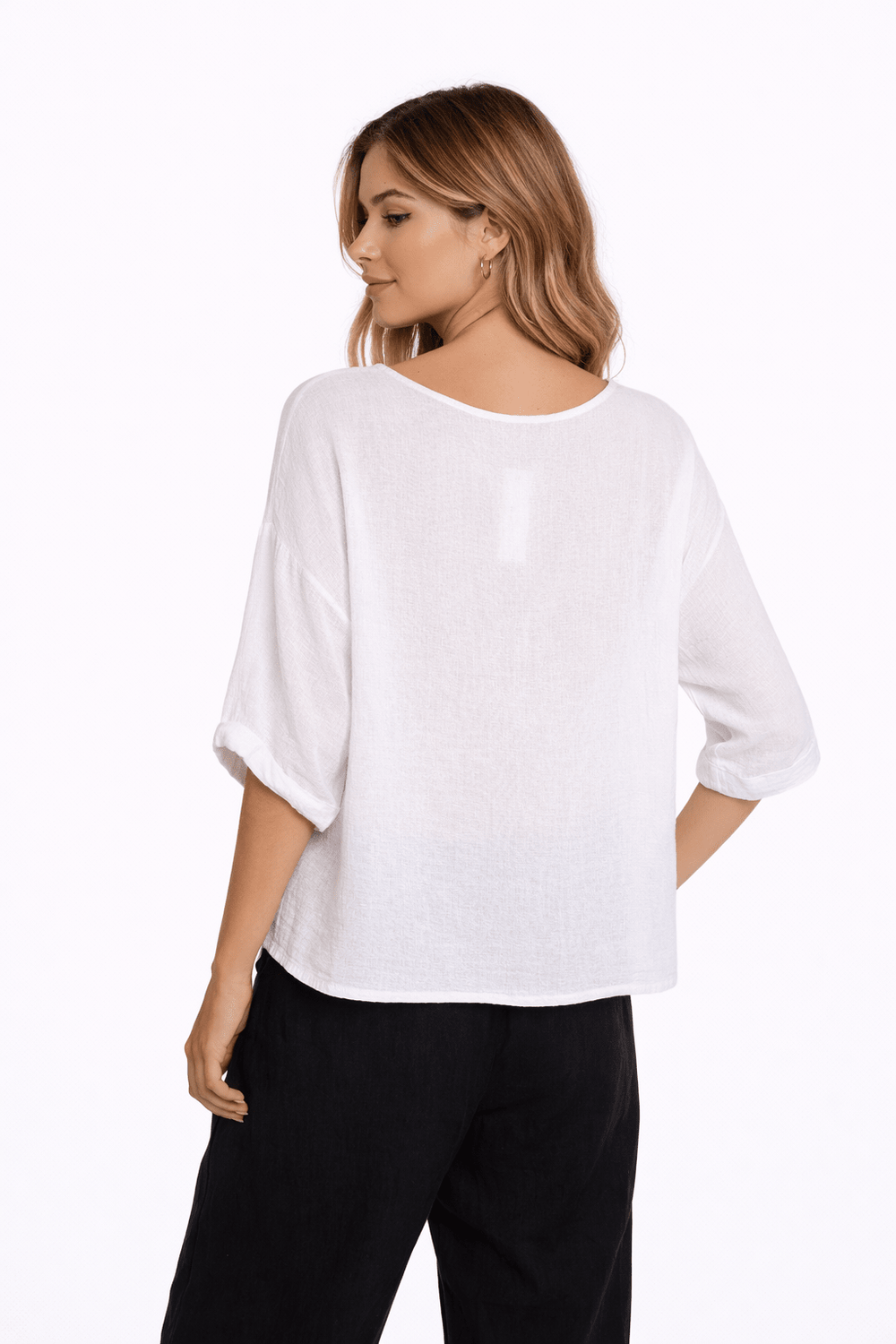 White Linen Pocket Top - Must Boutique