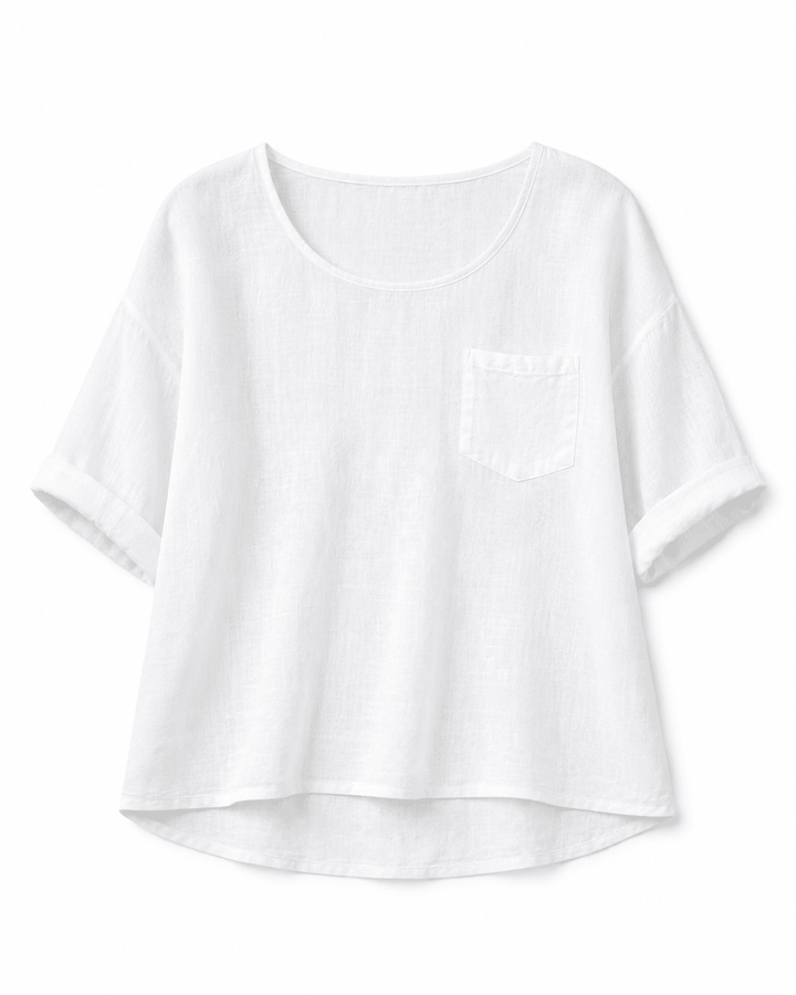 White Linen Pocket Top - Must Boutique