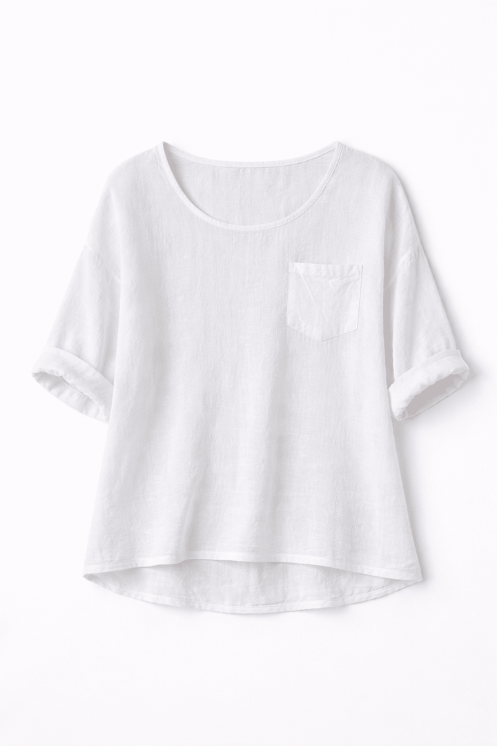 White Linen Pocket Top - Must Boutique