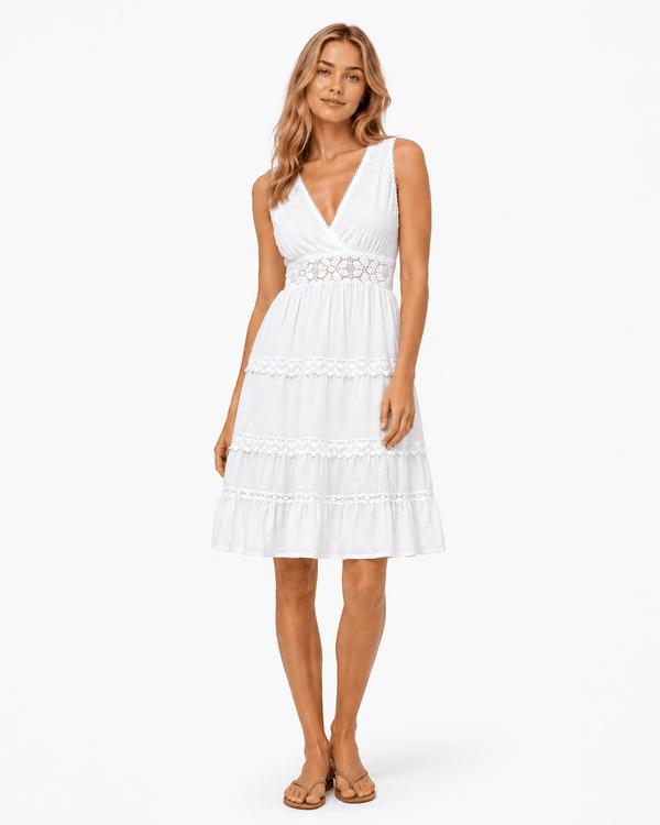 White Peasant Cotton dress - Must Boutique