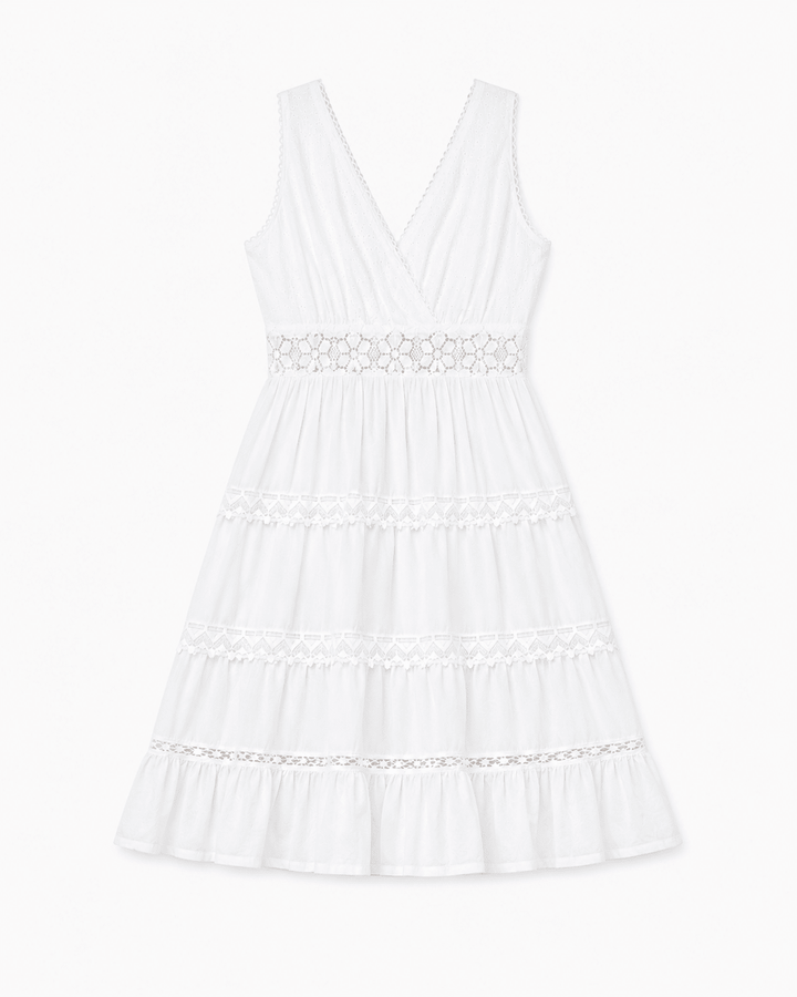 White Peasant Cotton dress - Must Boutique